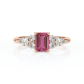 Solitaire accompagné tourmaline diamant Divine Idylle - 10