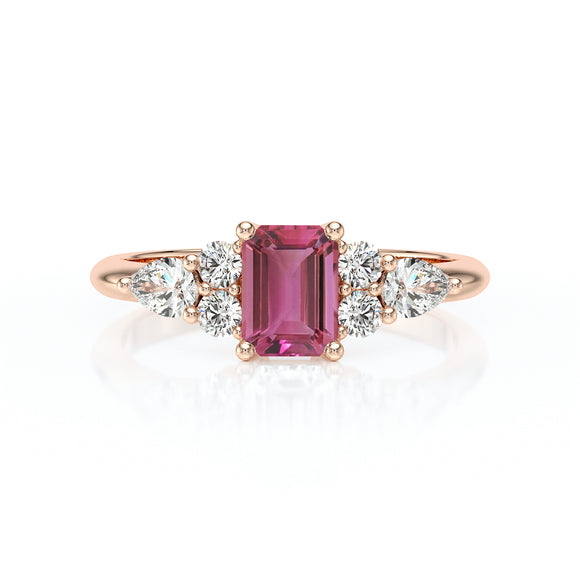 Solitaire accompagné tourmaline diamant Divine Idylle - 10