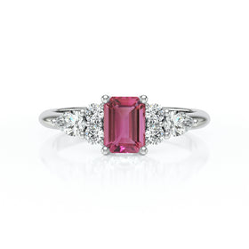Solitaire accompagné tourmaline diamant Divine Idylle - 10