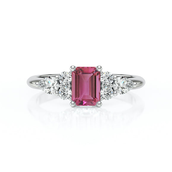 Solitaire accompagné tourmaline diamant Divine Idylle - 10