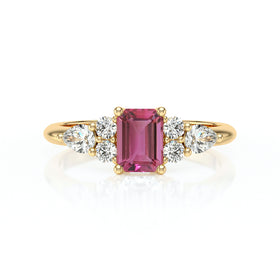 Solitaire accompagné tourmaline diamant Divine Idylle - 10