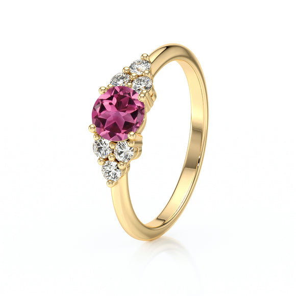 Solitaire accompagné tourmaline diamant Divine Idylle - 14