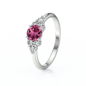 Solitaire accompagné tourmaline diamant Divine Idylle - 14