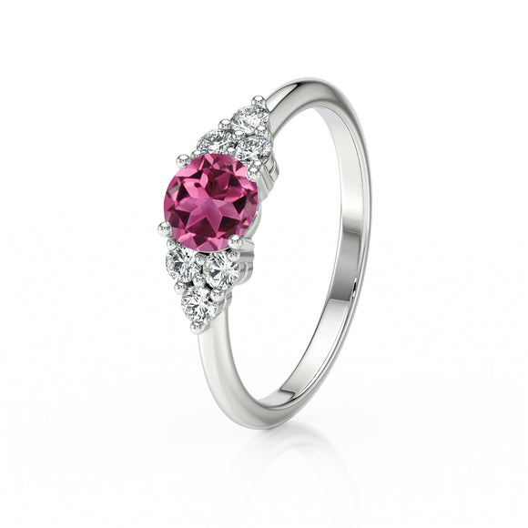 Solitaire accompagné tourmaline diamant Divine Idylle - 14