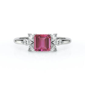 Solitaire accompagné tourmaline diamant Divine Idylle - 15