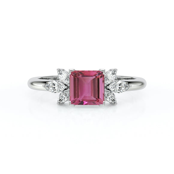 Solitaire accompagné tourmaline diamant Divine Idylle - 15