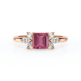 Solitaire accompagné tourmaline diamant Divine Idylle - 15
