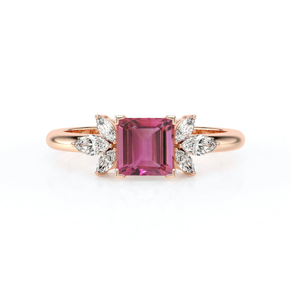 Solitaire accompagné tourmaline diamant Divine Idylle - 15