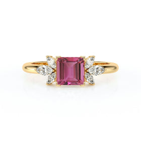 Solitaire accompagné tourmaline diamant Divine Idylle - 15