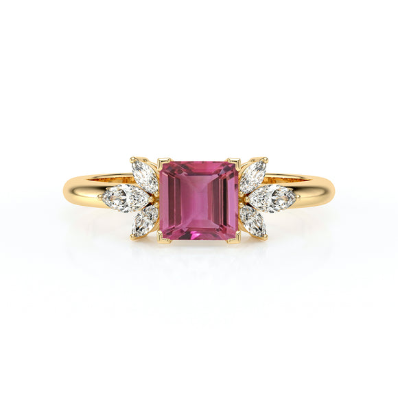 Solitaire accompagné tourmaline diamant Divine Idylle - 15