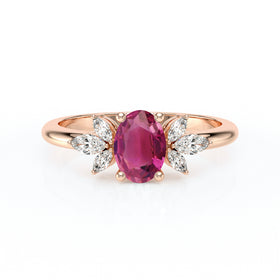 Solitaire accompagné tourmaline diamant Divine Idylle - 16