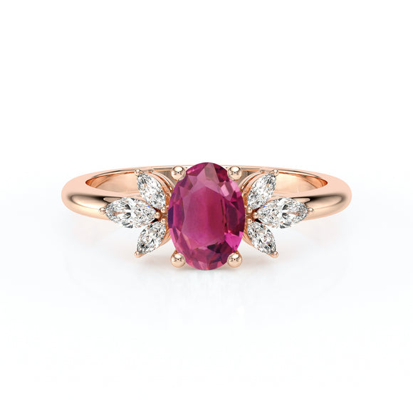 Solitaire accompagné tourmaline diamant Divine Idylle - 16