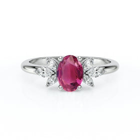 Solitaire accompagné tourmaline diamant Divine Idylle - 16