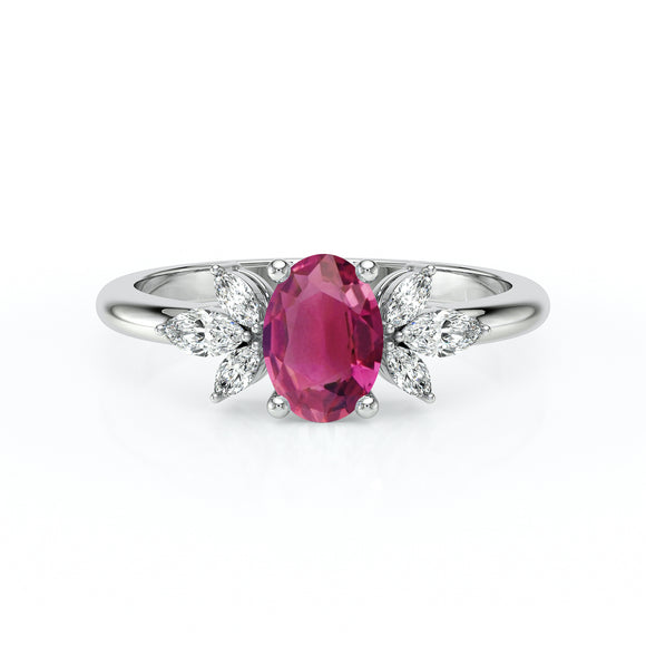 Solitaire accompagné tourmaline diamant Divine Idylle - 16