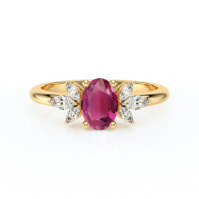 Solitaire accompagné tourmaline diamant Divine Idylle - 16