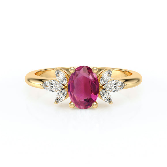 Solitaire accompagné tourmaline diamant Divine Idylle - 16
