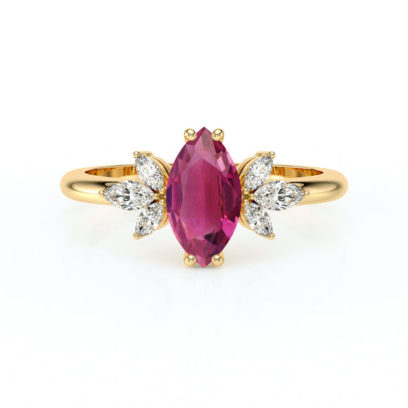 Solitaire accompagné tourmaline diamant Divine Idylle - 17
