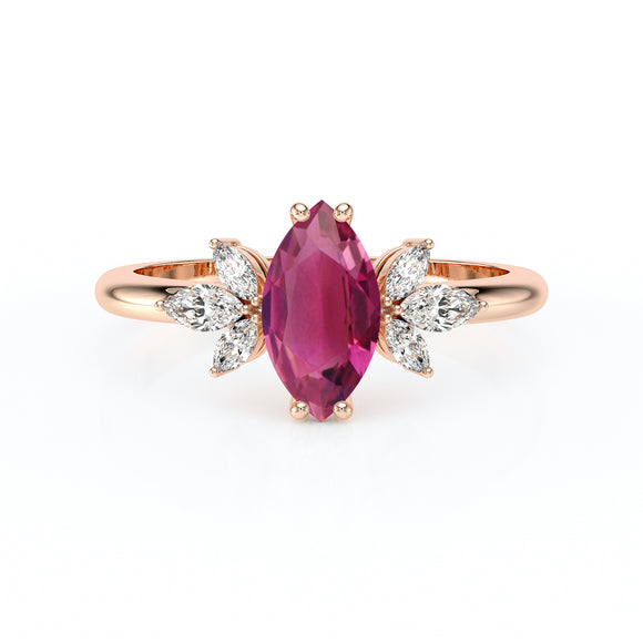 Solitaire accompagné tourmaline diamant Divine Idylle - 17