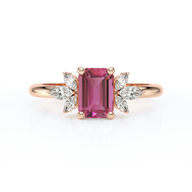 Solitaire accompagné tourmaline diamant Divine Idylle - 18