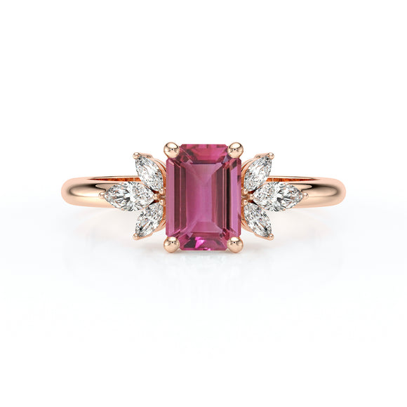 Solitaire accompagné tourmaline diamant Divine Idylle - 18