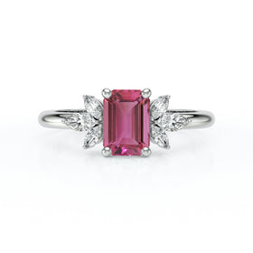 Solitaire accompagné tourmaline diamant Divine Idylle - 18