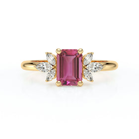 Solitaire accompagné tourmaline diamant Divine Idylle - 18