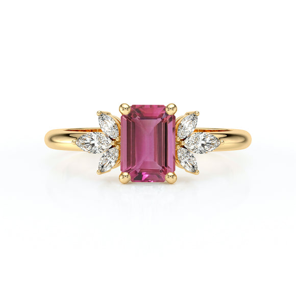 Solitaire accompagné tourmaline diamant Divine Idylle - 18