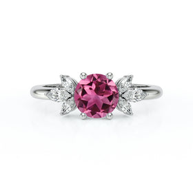 Solitaire accompagné tourmaline diamant Divine Idylle - 19