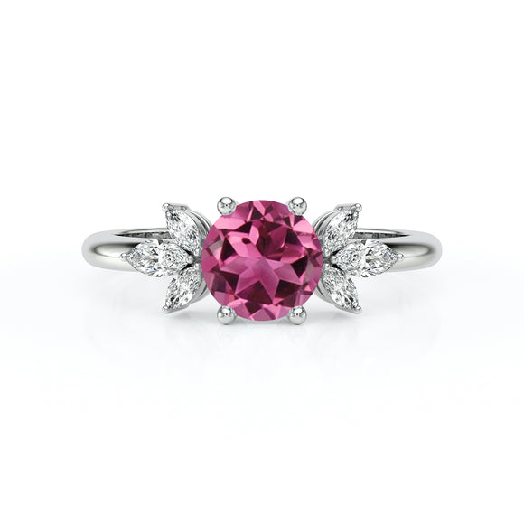 Solitaire accompagné tourmaline diamant Divine Idylle - 19
