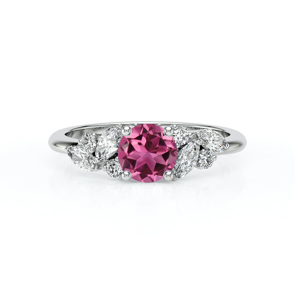 Solitaire accompagné tourmaline diamant Divine Idylle - 20