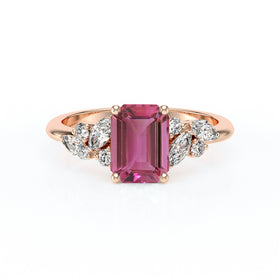 Solitaire accompagné tourmaline diamant Divine Idylle - 21