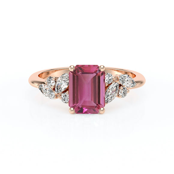 Solitaire accompagné tourmaline diamant Divine Idylle - 21