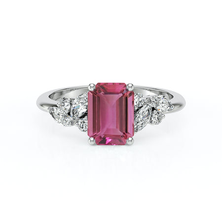 Solitaire accompagné tourmaline diamant Divine Idylle - 21