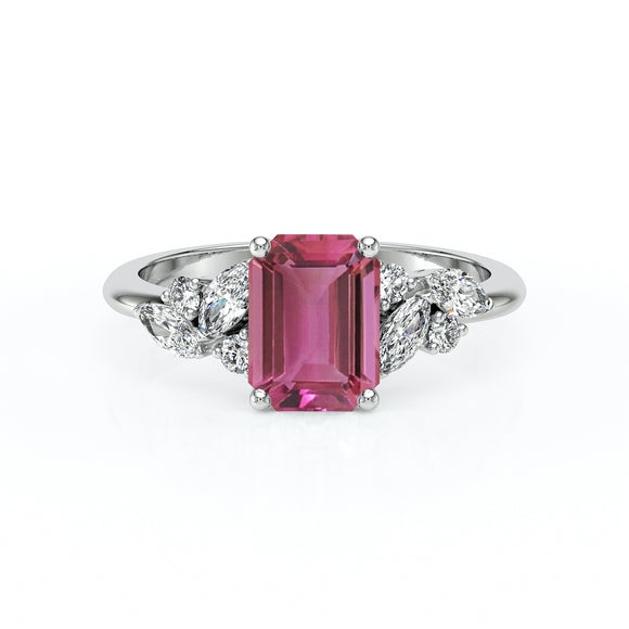 Solitaire accompagné tourmaline diamant Divine Idylle - 21