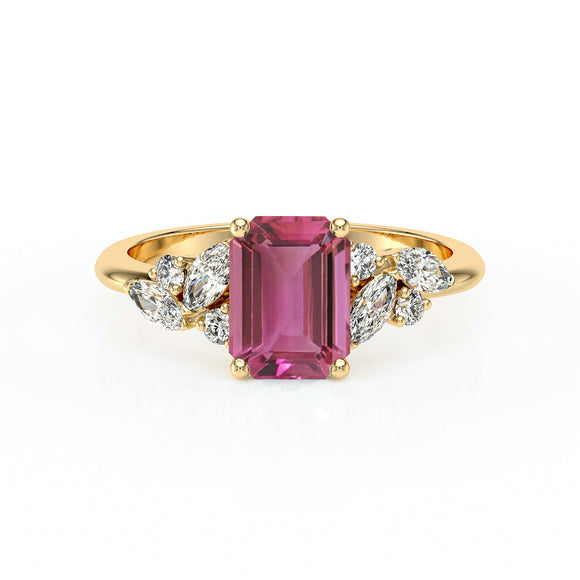 Solitaire accompagné tourmaline diamant Divine Idylle - 21