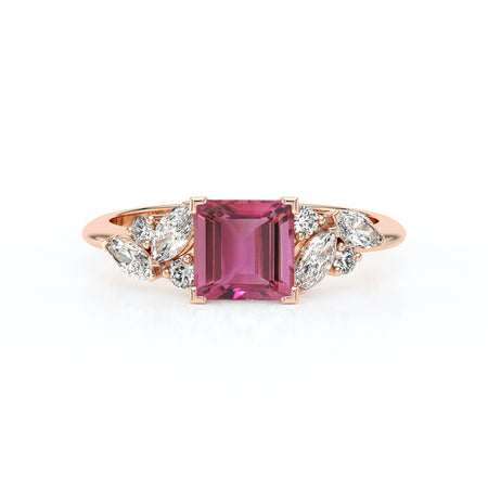 Solitaire accompagné tourmaline diamant Divine Idylle - 22