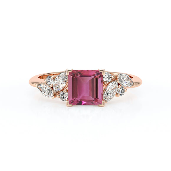 Solitaire accompagné tourmaline diamant Divine Idylle - 22