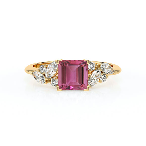 Solitaire accompagné tourmaline diamant Divine Idylle - 22