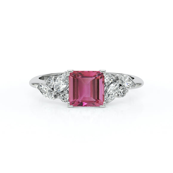 Solitaire accompagné tourmaline diamant Divine Idylle - 22