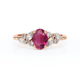 Solitaire accompagné tourmaline diamant Divine Idylle - 23