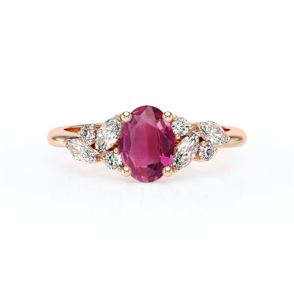 Solitaire accompagné tourmaline diamant Divine Idylle - 23