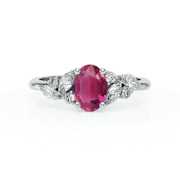 Solitaire accompagné tourmaline diamant Divine Idylle - 23