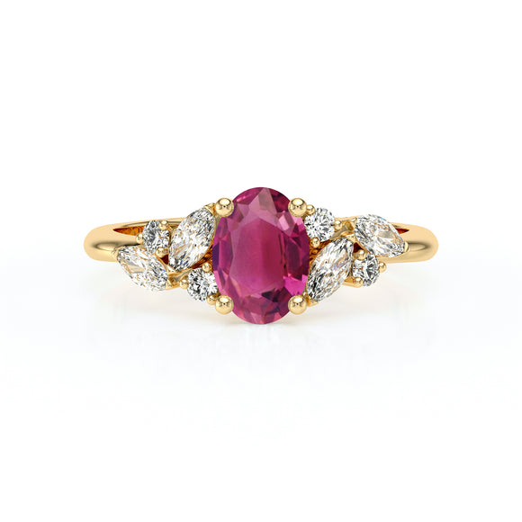 Solitaire accompagné tourmaline diamant Divine Idylle - 23