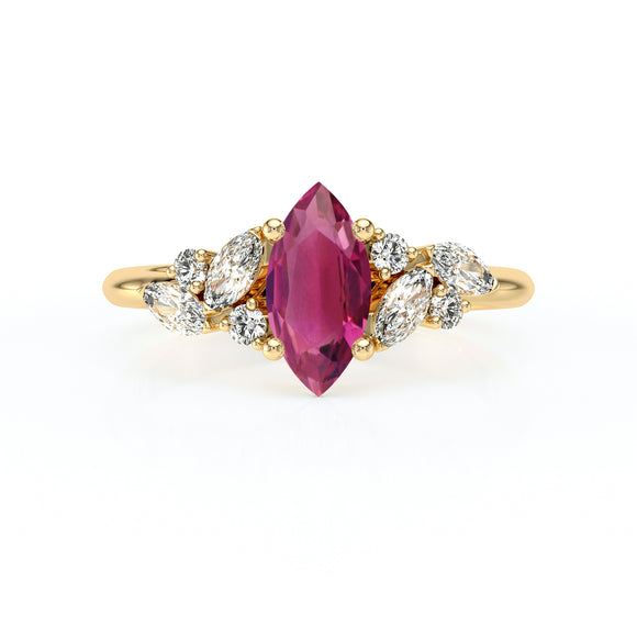 Solitaire accompagné tourmaline diamant Divine Idylle - 24
