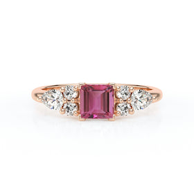 Solitaire accompagné tourmaline diamant Divine Idylle - 26