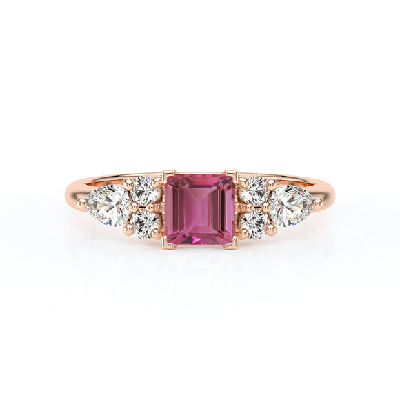 Solitaire accompagné tourmaline diamant Divine Idylle - 26