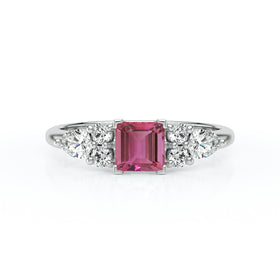 Solitaire accompagné tourmaline diamant Divine Idylle - 26