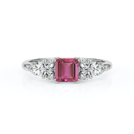 Solitaire accompagné tourmaline diamant Divine Idylle - 26