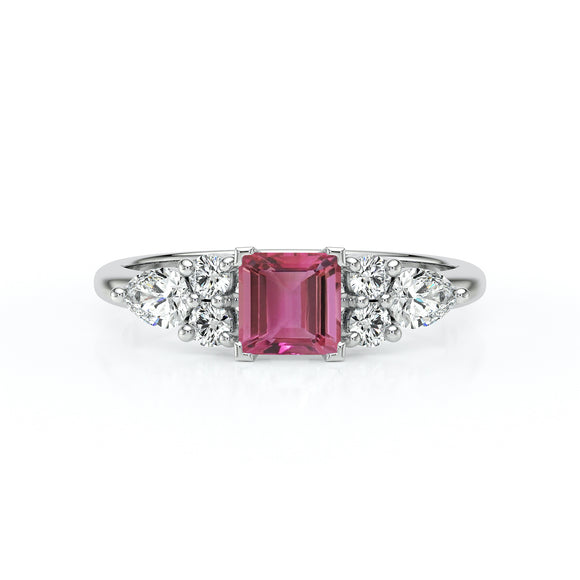 Solitaire accompagné tourmaline diamant Divine Idylle - 26