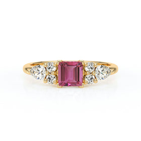 Solitaire accompagné tourmaline diamant Divine Idylle - 26
